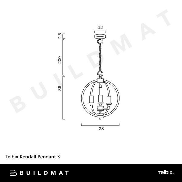 Telbix Kendall Pendant 3 Black