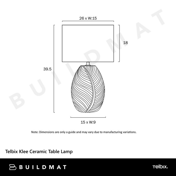 Telbix Klee Ceramic Table Lamp Chrome
