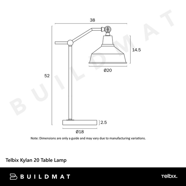 Telbix Kylan 20 Table Lamp Black