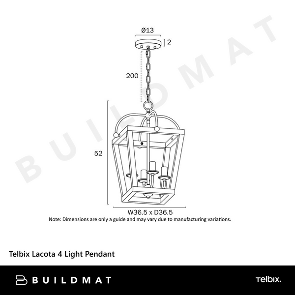 Telbix Lacota 4 Light Pendant Black
