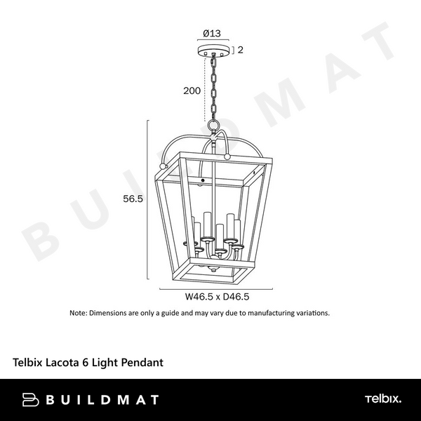 Telbix Lacota 6 Light Pendant Black