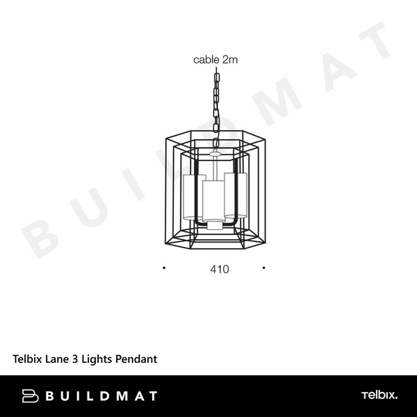 Telbix Lane 3 Lights Pendant Black Antique Brass