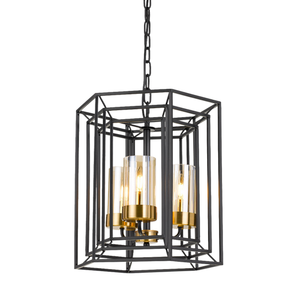 Telbix Lane 3 Lights Pendant Black Antique Brass