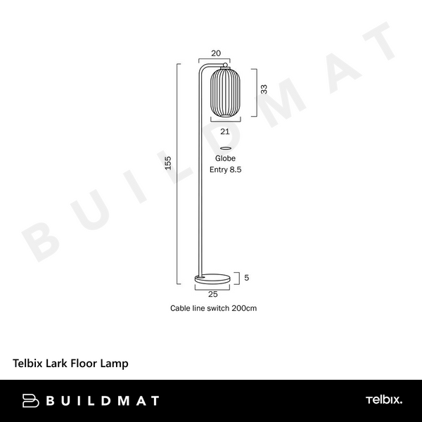 Telbix Lark Floor Lamp Aged Gold Opal Matt