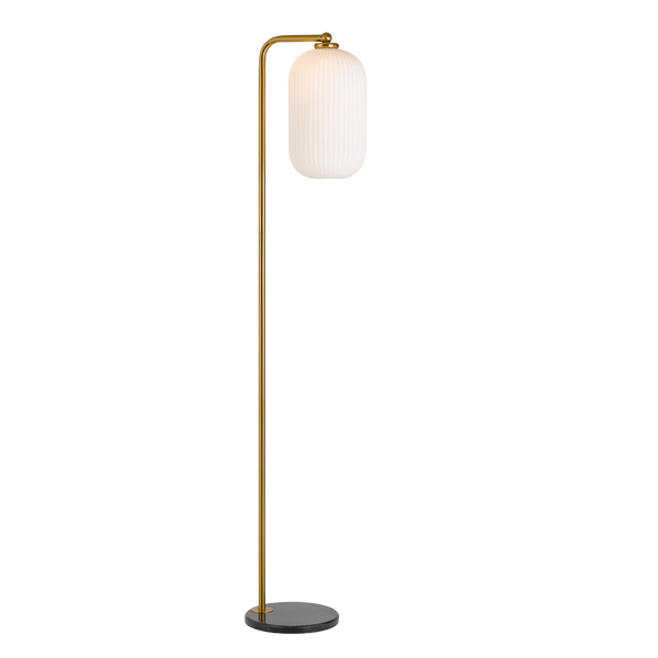 Telbix Lark Floor Lamp Aged Gold Opal Matt