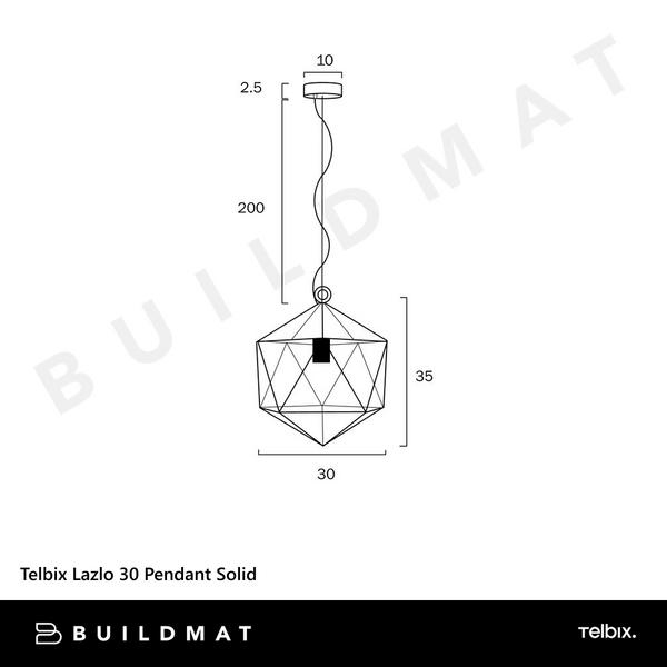 Telbix Lazlo 30 Pendant Solid Brass Black