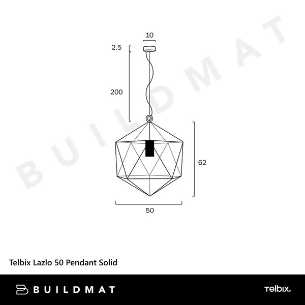Telbix Lazlo 50 Pendant Solid Brass Black