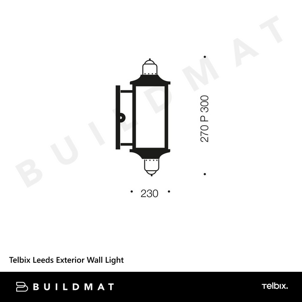 Telbix Leeds Exterior Wall Light Black
