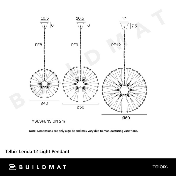 Telbix Lerida 12 Light Round Pendant Chrome
