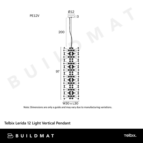 Telbix Lerida 12 Light Vertical Pendant Chrome