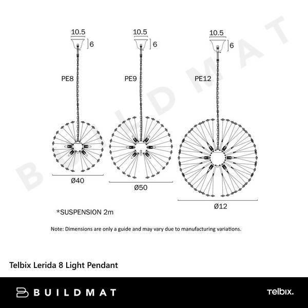 Telbix Lerida 9 Light Round Pendant Chrome
