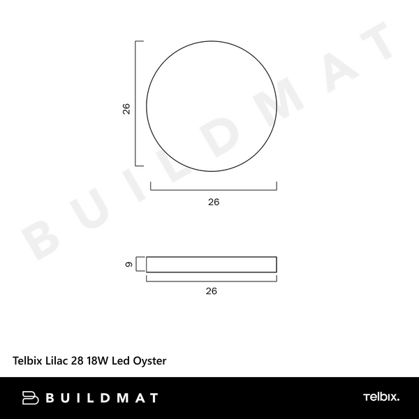 Telbix Lilac 28 18W Led Oyster 3CCT White Clear