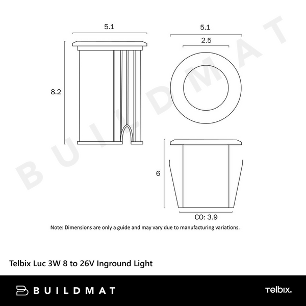 Telbix Luc 3W 8 to 26V Inground Light Aluminium