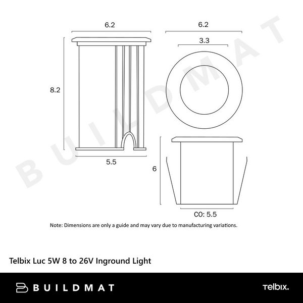 Telbix Luc 5W 8 to 26V Inground Light Aluminium