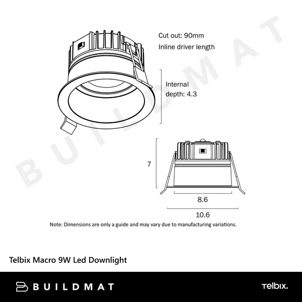 Telbix Macro 9W Led Downlight 3CCT White