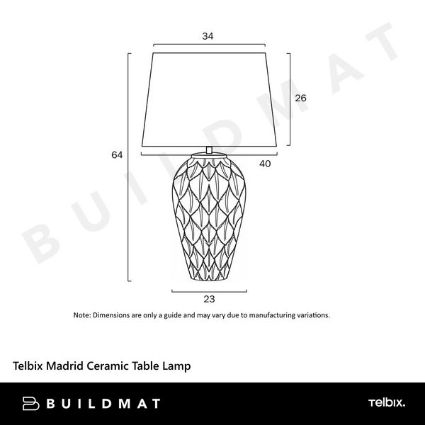 Telbix Madrid Ceramic Table Lamp Green