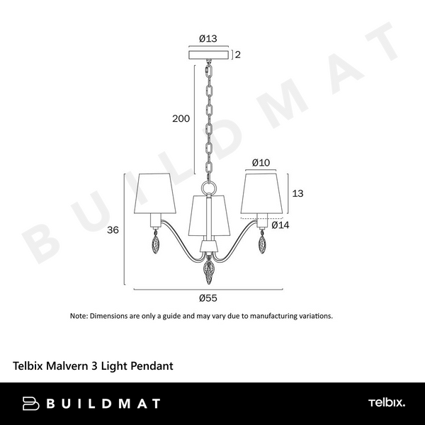 Telbix Malvern 3 Light Pendant Antique Silver