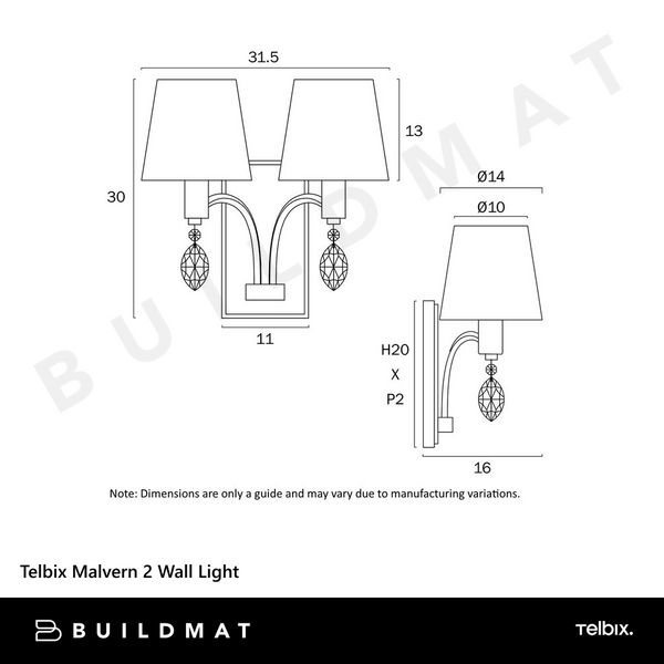 Telbix Malvern 2 Wall Light Antique Silver