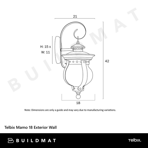 Telbix Mamo 18 Exterior Wall Bracket Black