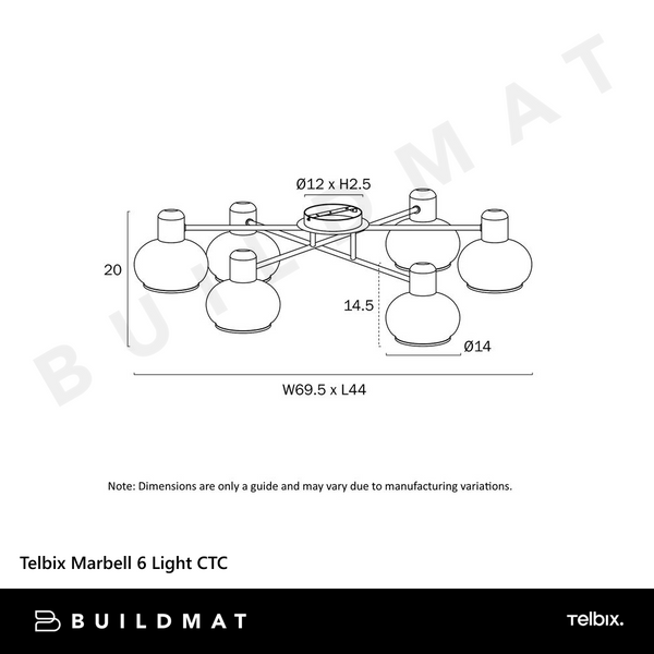 Telbix Marbell 6 Light CTC Antique Brass