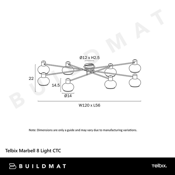 Telbix Marbell 8 Light CTC Antique Brass