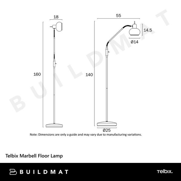 Telbix Marbell Floor Lamp Black