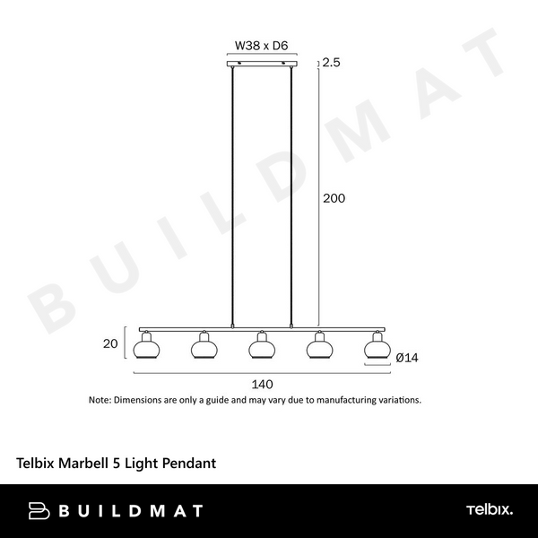 Telbix Marbell 5 Light Pendant Antique Brass