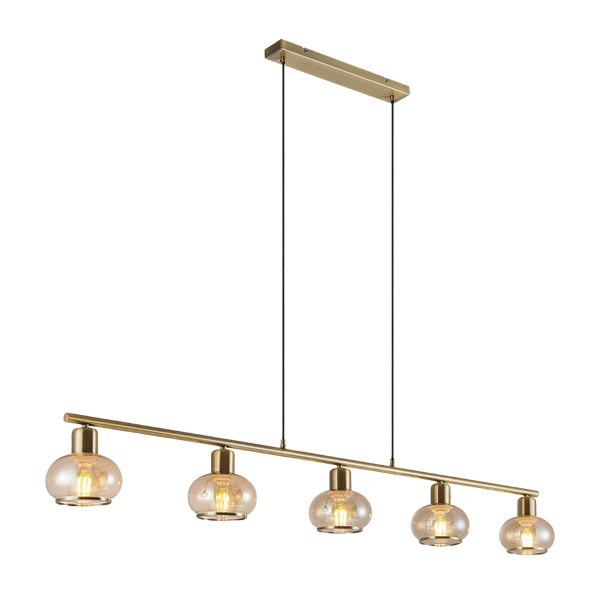 Telbix Marbell 5 Light Pendant Antique Brass