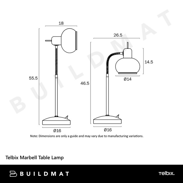 Telbix Marbell Table Lamp Black