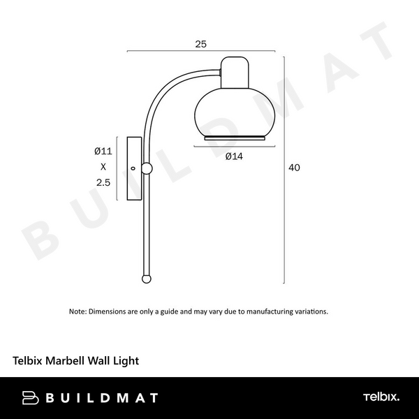 Telbix Marbell Wall Light Antique Brass