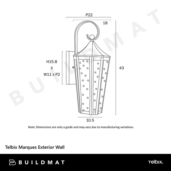 Telbix Marques Exterior Wall Bracket Black