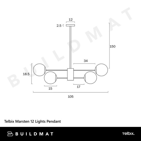 Telbix Marsten 12 Lights Pendant Antique Gold