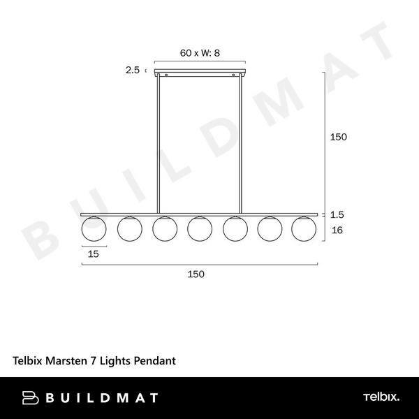 Telbix Marsten 7 Lights Pendant Antique Gold