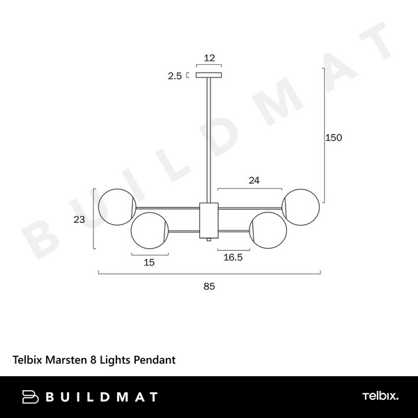Telbix Marsten 8 Lights Pendant Black