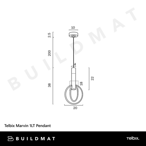 Telbix Marvin 1LT Pendant Round Black Gold
