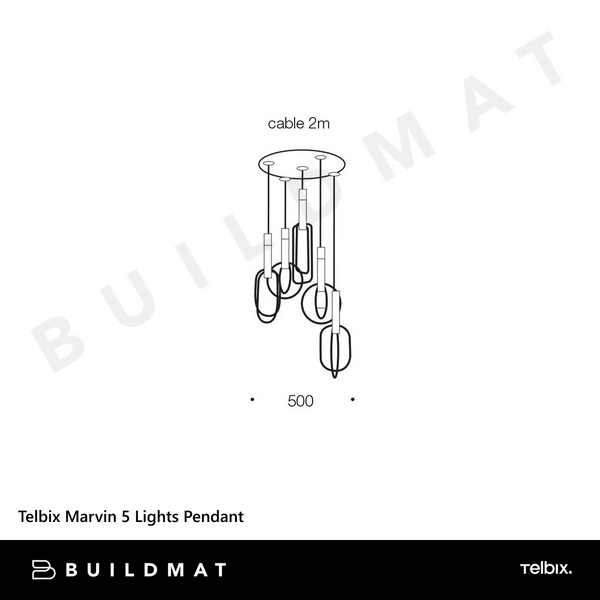 Telbix Marvin 5 Lights Pendant Black Gold