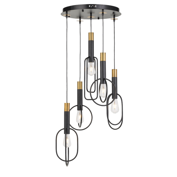 Telbix Marvin 5 Lights Pendant Black Gold