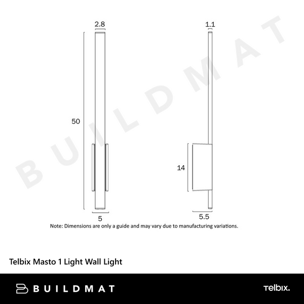 Telbix Masto 1 Light Wall Light White