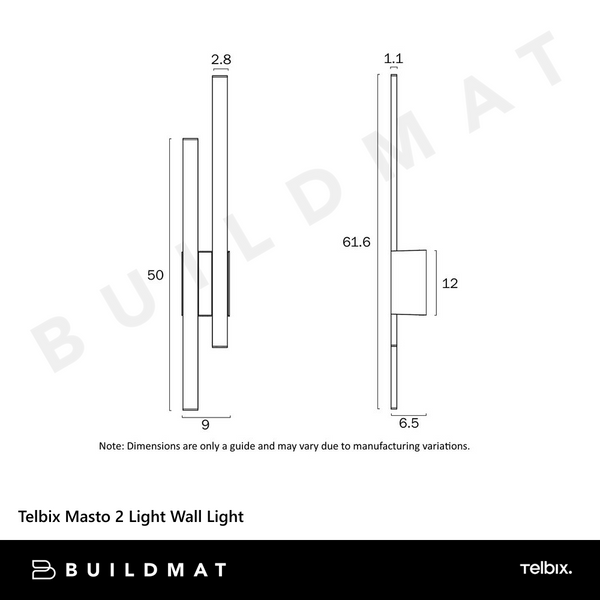 Telbix Masto 2 Light Wall Light White