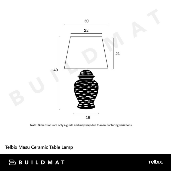 Telbix Masu Ceramic Table Lamp Blue White