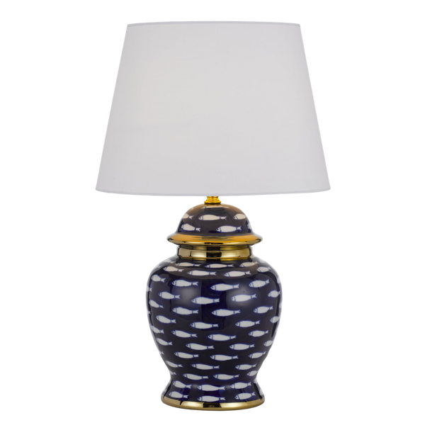 Telbix Masu Ceramic Table Lamp Blue White