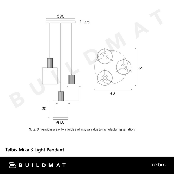 Telbix Mika 3 Light Pendant Grey