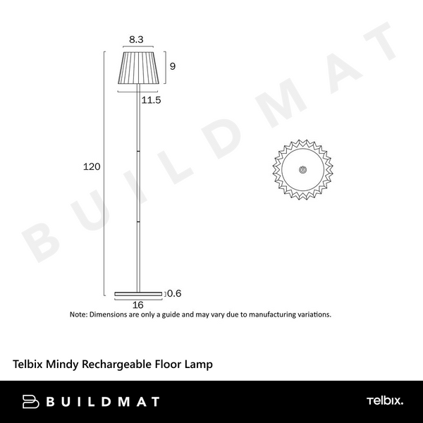 Telbix Mindy Rechargeable Floor Lamp Black