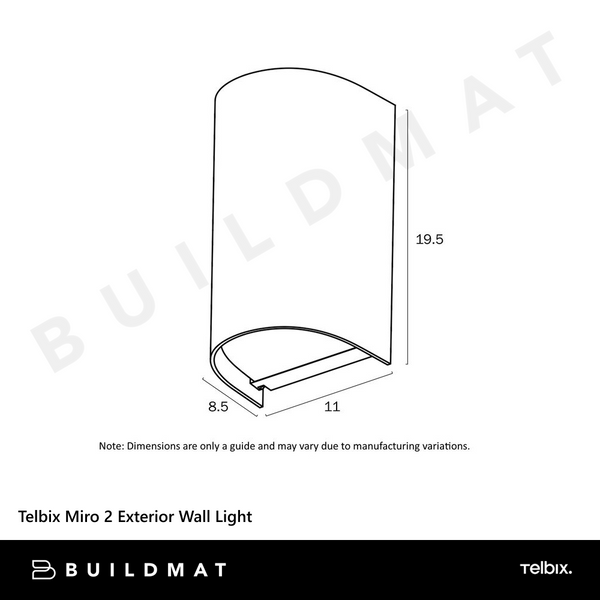 Telbix Miro 2 Exterior Wall Light Grey