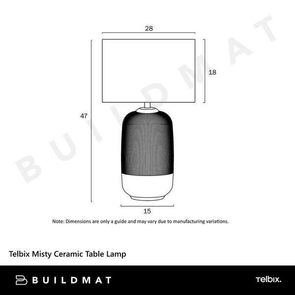 Telbix Misty Ceramic Table Lamp Silver Grey