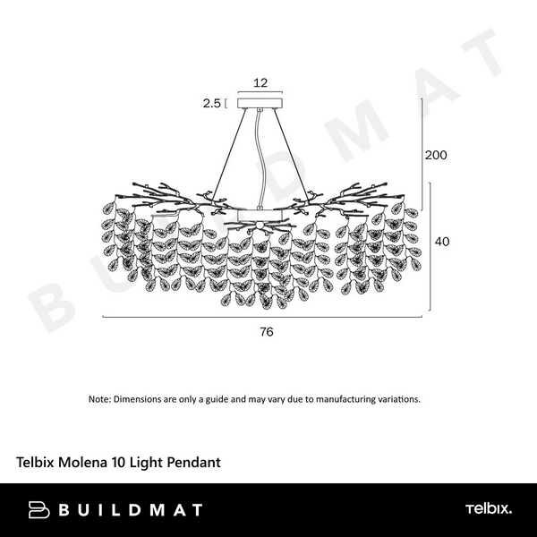 Telbix Molena 10 Light Pendant Gold