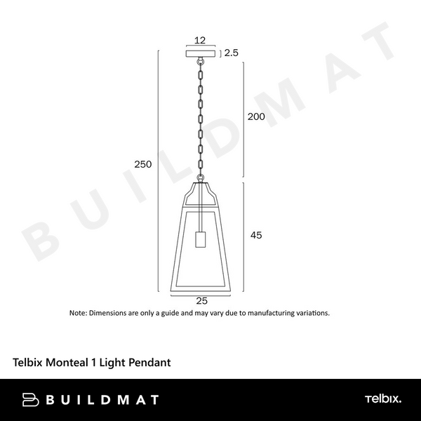 Telbix Monteal 1 Light Pendant Antique Gold