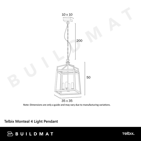 Telbix Monteal 4 Light Pendant Antique Gold