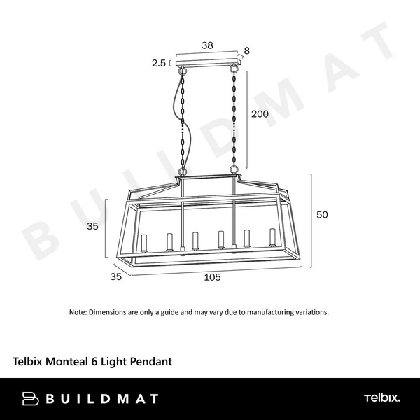 Telbix Monteal 6 Light Pendant Antique Gold