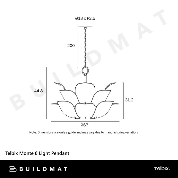 Telbix Monte 8 Light Pendant Brass